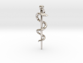 Snake rod pendant (medicine) in Platinum