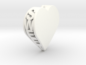 Sweet Heart Pendant in White Processed Versatile Plastic