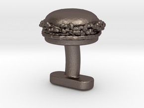 Burger Cufflink in Polished Bronzed Silver Steel