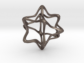  Cube Octahedron Curvy Pinch - 5cm in Polished Bronzed Silver Steel