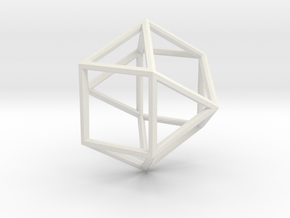 Cube Octohedron - 5cm in White Natural Versatile Plastic