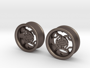 1 Inch Longevity Tunnels in Polished Bronzed Silver Steel