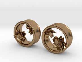 Cherry Blossom 1 Inch Tunnels in Natural Brass