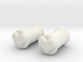 Heart 6mm (2 gauge) tunnels in White Natural Versatile Plastic