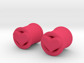 Heart 10mm (00 gauge) tunnels in Pink Processed Versatile Plastic