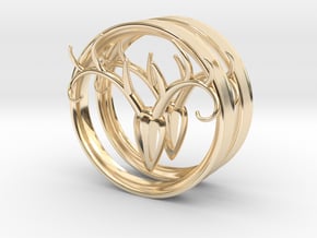 3 Inch Antler Tunnels in 14K Yellow Gold