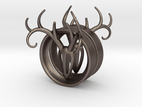 2 Inch Antler Tunnels in Polished Bronzed Silver Steel