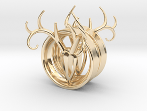 1 & 15/16 inch Antler Tunnels in 14K Yellow Gold