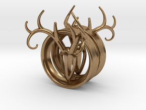 1 & 15/16 inch Antler Tunnels in Natural Brass