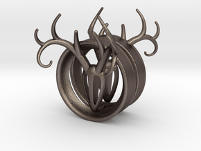 1 & 15/16 inch Antler Tunnels in Polished Bronzed Silver Steel