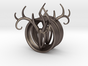 1 & 7/8 inch Antler Tunnels in Polished Bronzed Silver Steel