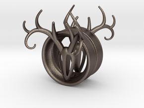 1 & 13/16 inch Antler Tunnels in Polished Bronzed Silver Steel