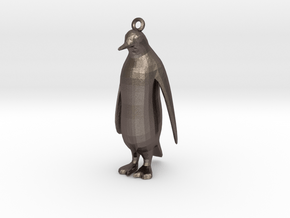 PenguinPendant in Polished Bronzed Silver Steel
