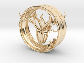 3 Inch Feminine Antlers (72.6mm) tunnels in 14K Yellow Gold
