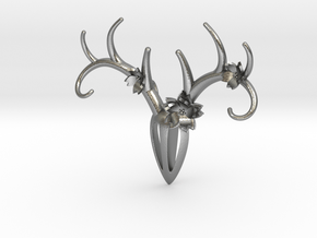 Feminine Antlers Pendant in Natural Silver