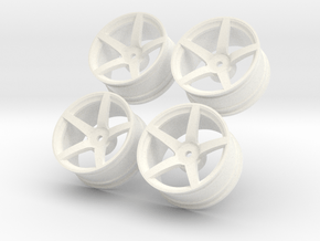 1/10 Touring Car Vossen CV3 Wheel Set  in White Processed Versatile Plastic