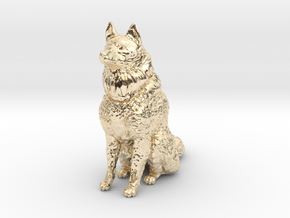 Dog Figurine - Sitting Finnish Spitz 1:43,5 scale  in 14K Yellow Gold