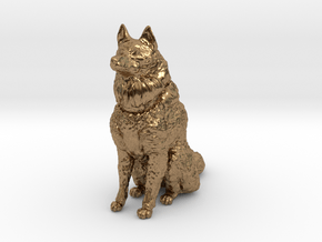 Dog Figurine - Sitting Finnish Spitz 1:43,5 scale  in Natural Brass