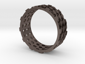 Parquet Deformation Ring (60mm) in Polished Bronzed Silver Steel