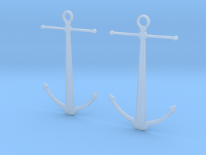Anchor Earrings in Smooth Fine Detail Plastic