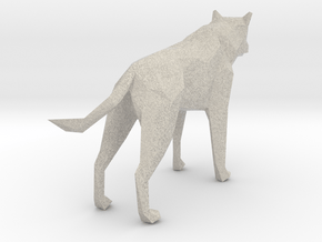 14cm Low Poly Wolf Statue in Natural Sandstone