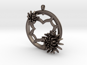 2 Inch Chrysanthemum Tunnel Pendant in Polished Bronzed Silver Steel