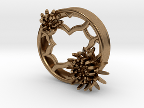 2 Inch Chrysanthemum Tunnels (LEFT) in Natural Brass