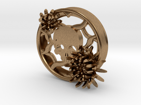 2 Inch Chrysanthemum And Skull Tunnel (left) in Natural Brass