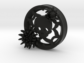 2 Inch Chrysanthemum And Skull Tunnel (right) in Black Natural Versatile Plastic