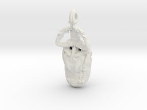 6cm Scarab Beetle Pendant - v3  in White Natural Versatile Plastic