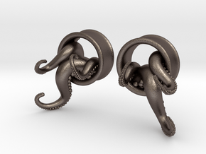 1 Inch TentacleTunnels in Polished Bronzed Silver Steel