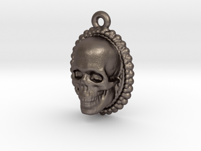 Skull Earring in Polished Bronzed Silver Steel