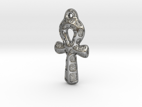 Ankh Pendant - Textured in Natural Silver