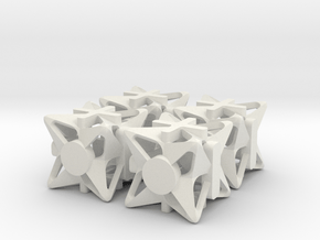 Fudge Pinwheel d6 4d6 Set in White Natural Versatile Plastic