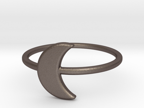 Midi Moon Ring by titbit in Polished Bronzed Silver Steel