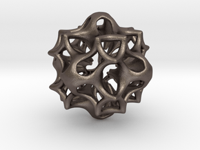 Fractamonium Cube A in Polished Bronzed Silver Steel