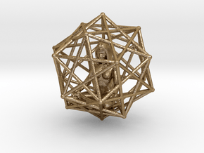 Merkabah Starship Meditation 40mm Dodecahedral in Polished Gold Steel