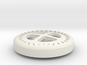 Gear Button in White Natural Versatile Plastic