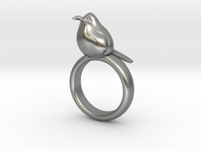 Ring with a bird on top of it in Natural Silver