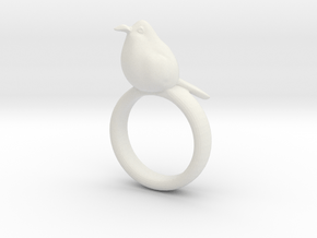 Ring with a bird on top of it in White Natural Versatile Plastic