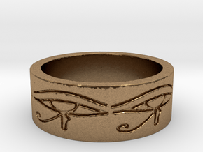 Egyptian Eye Of Horus Ring Size 6 in Natural Brass