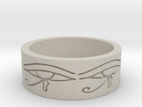 Egyptian Eye Of Horus Ring Size 6 in Natural Sandstone