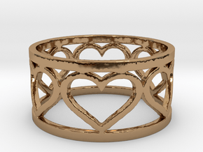 Caged Heart Ring V1 Ring Size 8 in Polished Brass
