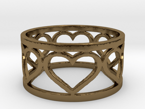 Caged Heart Ring V1 Ring Size 8 in Polished Bronze