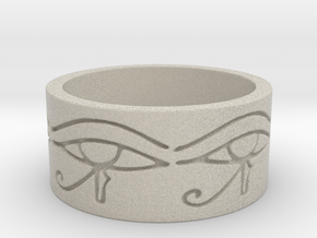 Egyptian Eye Of Horus Ring Size 7 in Natural Sandstone