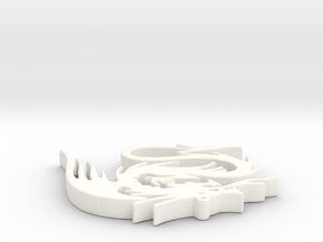 Dragon Pendant in White Processed Versatile Plastic