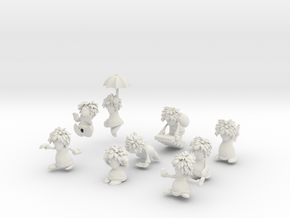 9 Lemmings Complete Set (White and Small) in White Natural Versatile Plastic