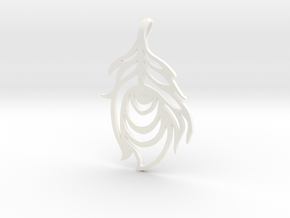 Peacock Feather Pendant in White Processed Versatile Plastic