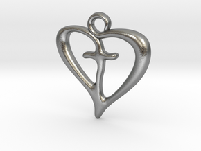 Cross My Heart Pendant in Natural Silver