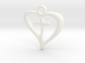 Cross My Heart Pendant in White Processed Versatile Plastic